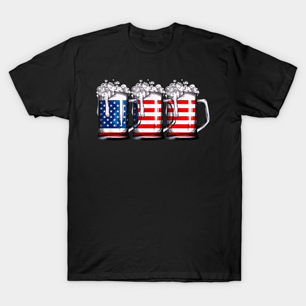 Beer American Flag T-Shirt 4th of July Men Women Merica USA T-Shirt by julieariasdqr887